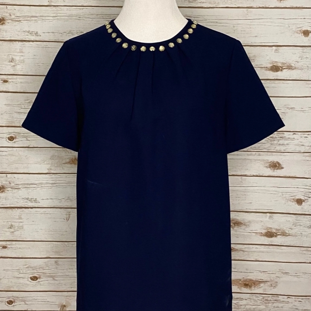 Kate spade Navy Top with Gold Accents and Floral Skirt - Picture 2 of 5